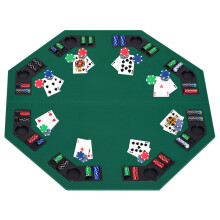 Mesa de pôquer dobrável HOMCOM de 1,2 m/48 polegadas para 8 jogadores, bandejas para fichas de blackjack