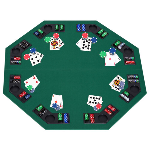 Mesa de pôquer dobrável HOMCOM de 1,2 m/48 polegadas para 8 jogadores, bandejas para fichas de blackjack