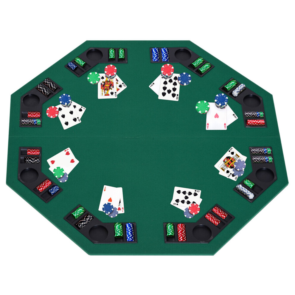 Table de poker pliable HOMCOM de 1,2 m (48 pouces) avec plateau pour 8 joueurs et jetons de blackjack