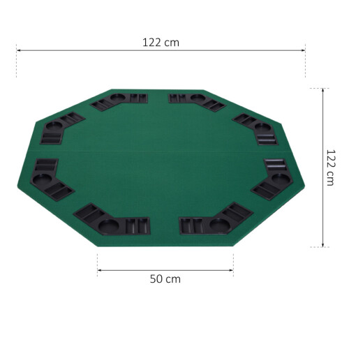 Mesa de pôquer dobrável HOMCOM de 1,2 m/48 polegadas para 8 jogadores, bandejas para fichas de blackjack 1