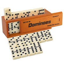 Dominoset voor volwassenen, Dominoset Double Six, Double 6 Jumbo Domino-tegels met spinner in exclusief hout