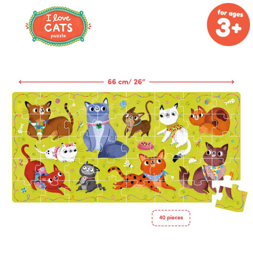 Quebra-cabeça de chão I Love Cats 3+ 1