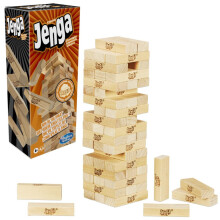 Hasbro Gaming Jenga Klassiek spel met echte hardhouten blokken Stapeltorenspel voor 1 of meer spelers Kinderen