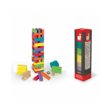 Janod Equilibloc Colour 62 stuks? 60 houten stukken in 7 prachtige kleuren + 2 dobbelstenen? + 3 jaar