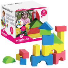Edushape Color Zachte Babyblokken voor Peuters 1-3 30 Stuks Normale Maat - Edu-Blocks Zachte Blokken Schuimblokken