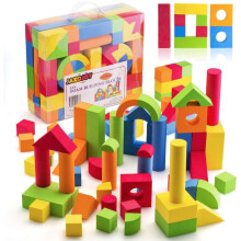 JaxoJoy Foam Bouwstenen voor Kinderen - 108 Stuks EVA Foam Blokken voor Peuters - Groot Zacht Stapelbaar - Peuter