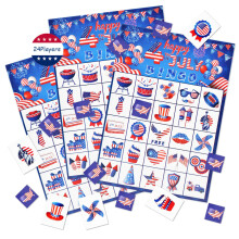 Juego de bingo del 4 de julio de JGCWorker: suministros para fiestas patrióticas para niños y adultos, 24 jugadores,