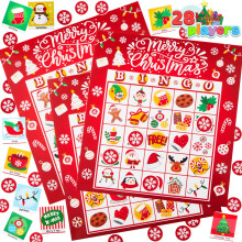 JOYIN 28 Jogadores Conjunto de Jogos de Cartas de Bingo de Natal para Crianças Jogos de Tabuleiro de