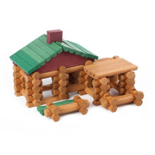 Joqutoys 90 stuks houten bouwstenen speelgoed voor peuters Klassieke houten huttenset Creatief speelgoed voor