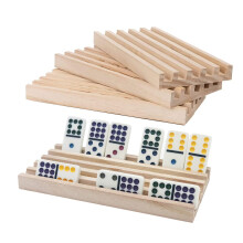 ESSAJOY Houten Domino Trays/Rekken Set van 8 Mexicaanse Trein Domino Trays/Rekken Houders Rummy Rack Domino Tegels