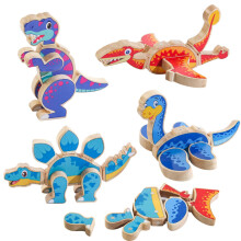 JugueteLand Magnetische Dinosaurus Bouwstenen Houten Dino Klikblokken STEM Demontabele Dinosaurussen Speelset