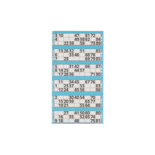 Jumbo-Bingo-Tickets einzeln, 6er-Pack, blau