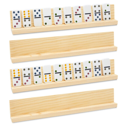 Pacote com 4 suportes para dominó Juvale, 13 polegadas, bandejas de madeira para dominó, suporte para