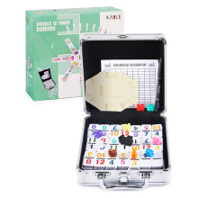 Jeu de dominos de train mexicain KAILE avec numéros 91 tuiles Jeu de dominos doubles de 12 couleurs avec boîtier