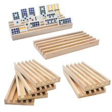 ESSAJOY Houten Domino Trays/Rekken Set van 8 Mexicaanse Trein Domino Trays/Rekken Houders Rummy Rack Domino Tegels