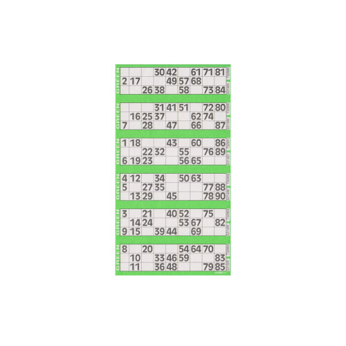Jumbo-Bingo-Tickets, Einzelkarten, 6 Stück, Grün