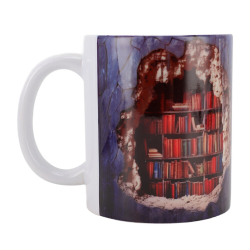 Library Shelf Cup Ceramic Multifunctional 3D Library Bookshelf Coffee Mug for Home 1