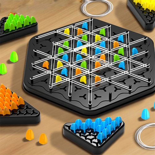 Juego de mesa de ajedrez triangular con rompecabezas de cadena geométrica para familias 2