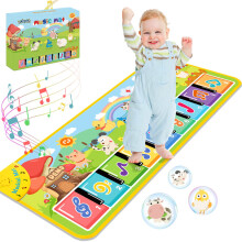Lobyoh Musik-Klaviermatte für Kinder mit 5 Modi, 8 Tieren, musikalische Tanzmatte, Kinder-Keyboard-Spielmatte,