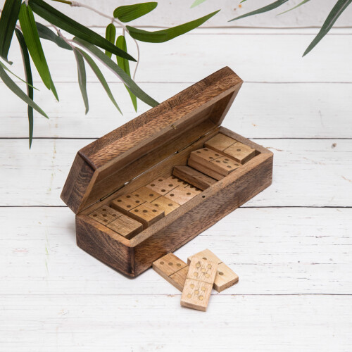 Mango-puiset dominot messinkiinlaylla Game Gift Box matkasetti 1