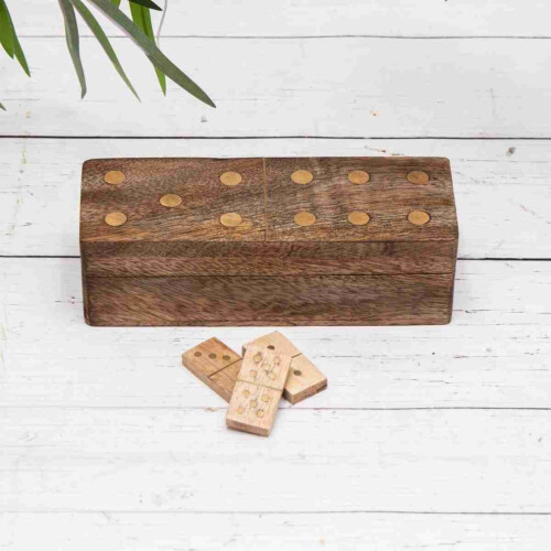 Mango-puiset dominot messinkiinlaylla Game Gift Box matkasetti