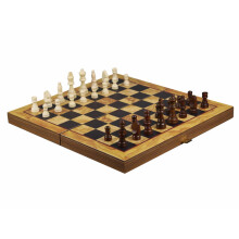 Manopoulos Chess & Backgammon Set Burl Olive 19 tuumaa