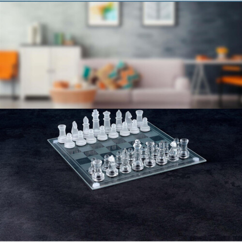 Glasschachbrett-Set 33-teilig 25x25cm 1