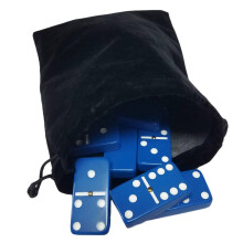 Marion & Co. Domino Double Six 6.Blue Tiles Jumbo Tournament Professional Size with Spinners in Black Elegant