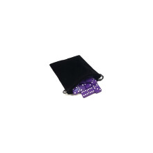 Marion Domino Double 6 Purple Tiles with Spinners Jumbo Tournament Size in Black Elegant Velvet Bag