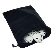 Marion Domino Double Six 6 White Tiles Jumbo Tournament Professional Size with Spinners in Black Elegant Velvet