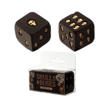 Conjunto de 2 dados de caveira góticos pretos e dourados