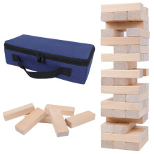 GOTHINK Klassiek Houten Tumbling Tower Spel 54 stuks Houten Stapelblokken Bordspel met Draagtas Familieavond