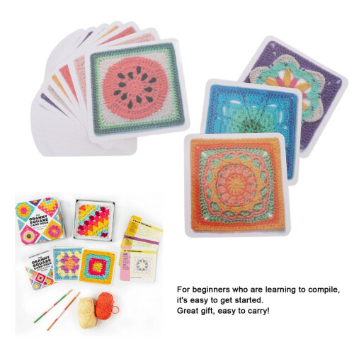 Granny Square Card Deck Paper Versatile Techniques Beginner Friendly Portable Crochet Squares Card Gift 2