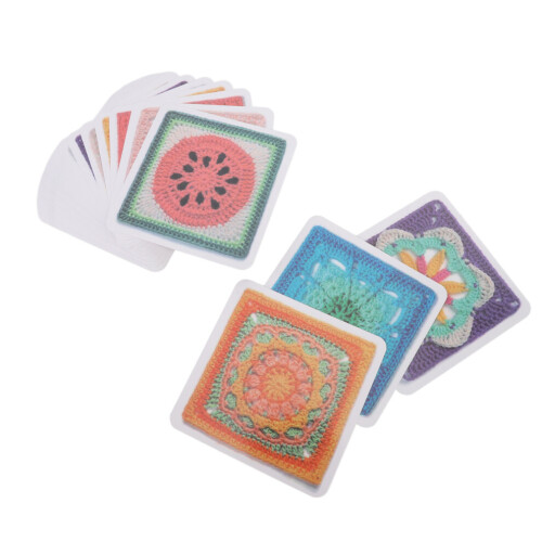 Granny Square Card Deck Paper Versatile Techniques Beginner Friendly Portable Crochet Squares Card Gift