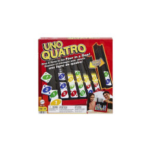 Gioco UNO Quatro Mattel Games con tessere colorate e griglia di gioco in plastica per adulti, famiglie e serate