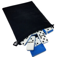 Marion & Co. Domino Double Six 6 Tweekleurige blauwe en witte tegels Jumbo Toernooi Professionele Maat met Spinners