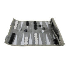 Set da backgammon arrotolabile da viaggio grigio da 13 pollici