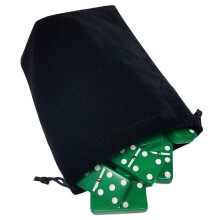 Marion Domino Double Six 6 Green Tiles Jumbo Tournament Professional Size with Spinners in Black Elegant Velvet