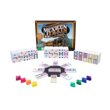 Dominos Train Mexicain - Magnifique ensemble de 12 dominos doubles à pois colorés - Comprend des marqueurs de