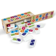 Melissa & Doug Dominoes, gioco da tavolo con 28 tessere colorate in scatola di legno