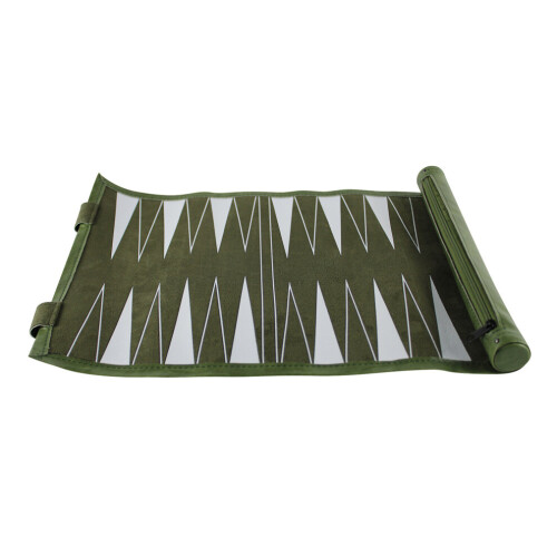 Conjunto de Gamão Roll Up Verde para Viagem de 13 polegadas 2