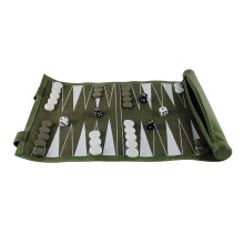 Set da backgammon arrotolabile da viaggio verde da 13 pollici