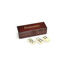 Coffret cadeau de dominos MINGXUN Double 6, 28 tuiles avec toupie, dans une boîte en bois