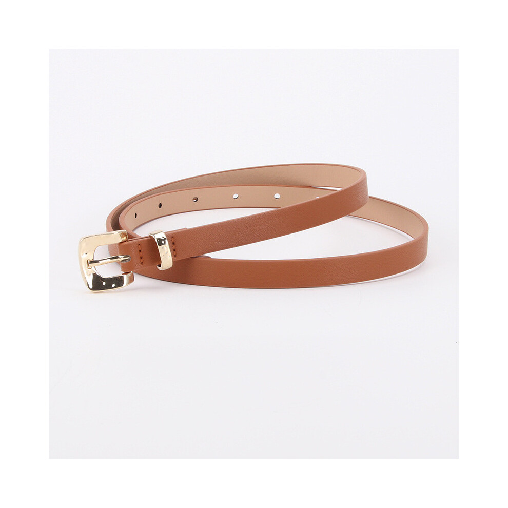 (Tan)Ceinture tendance en cuir PU taille fine avec boucle épingle femme robe ceinture jean