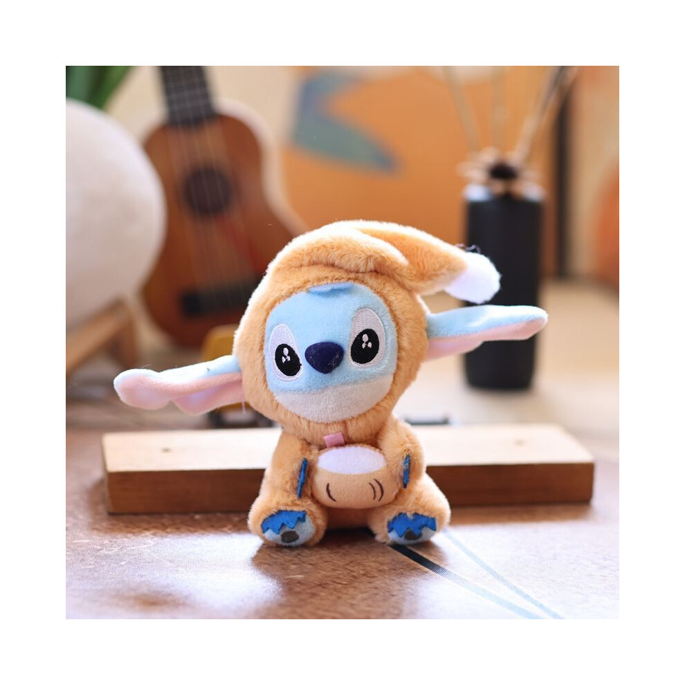 (Brown)Stitch Peluche Porte-clés Pendentif Décoration Anime Porte-clés Dessin Animé Poupée Jouet Cadeau