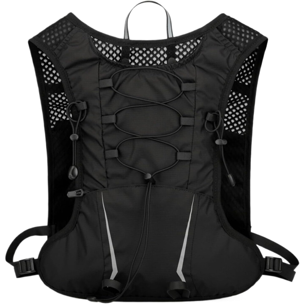 (B, ) Hydration Backpack Running | Jogging Water Bladder - Reflective Hydration Pack With Adjustable Straps For Cycling Jogging Camping Black