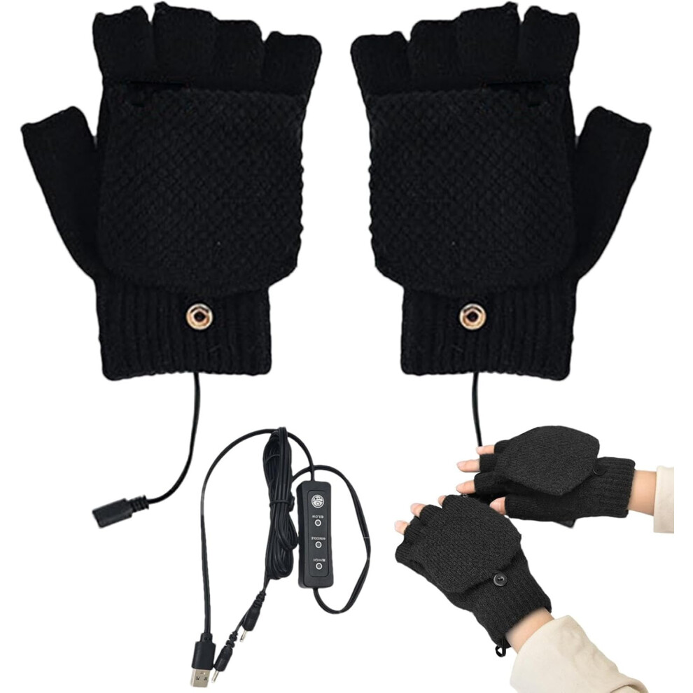 Warming Gloves for Women, Heated Work Gloves, USB Thermal Gloves with Temperature Setting, Full and Half Hand Warmer, Portable Electric Heater,