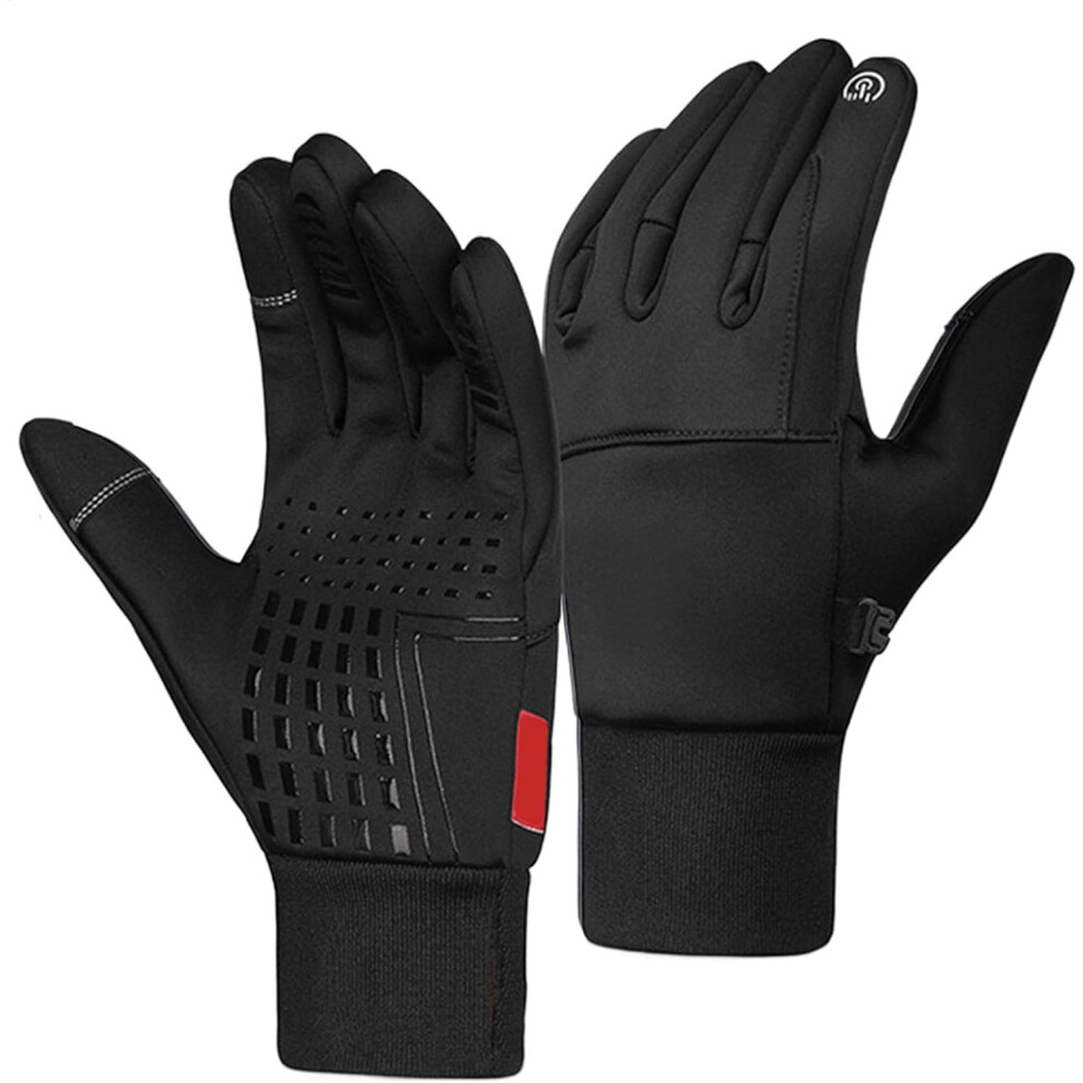 (A, L) Touchscreen Cycling Gloves | Warm Winter Biking Gloves For Men | Waterproof Warm Cold Weather Gloves For Walking Horse Riding-image-OPC-PHG7BR6-NEW