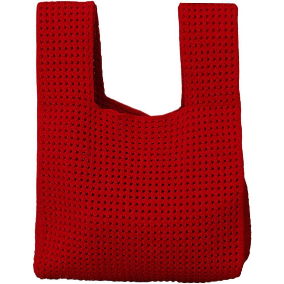 Red Knot Wrist Bag, Reusable Christmas Tote Bags, Christmas Tote Bag, Handmade Knitting Bag, Knitting Bags with Large Capacity, red, Siehe