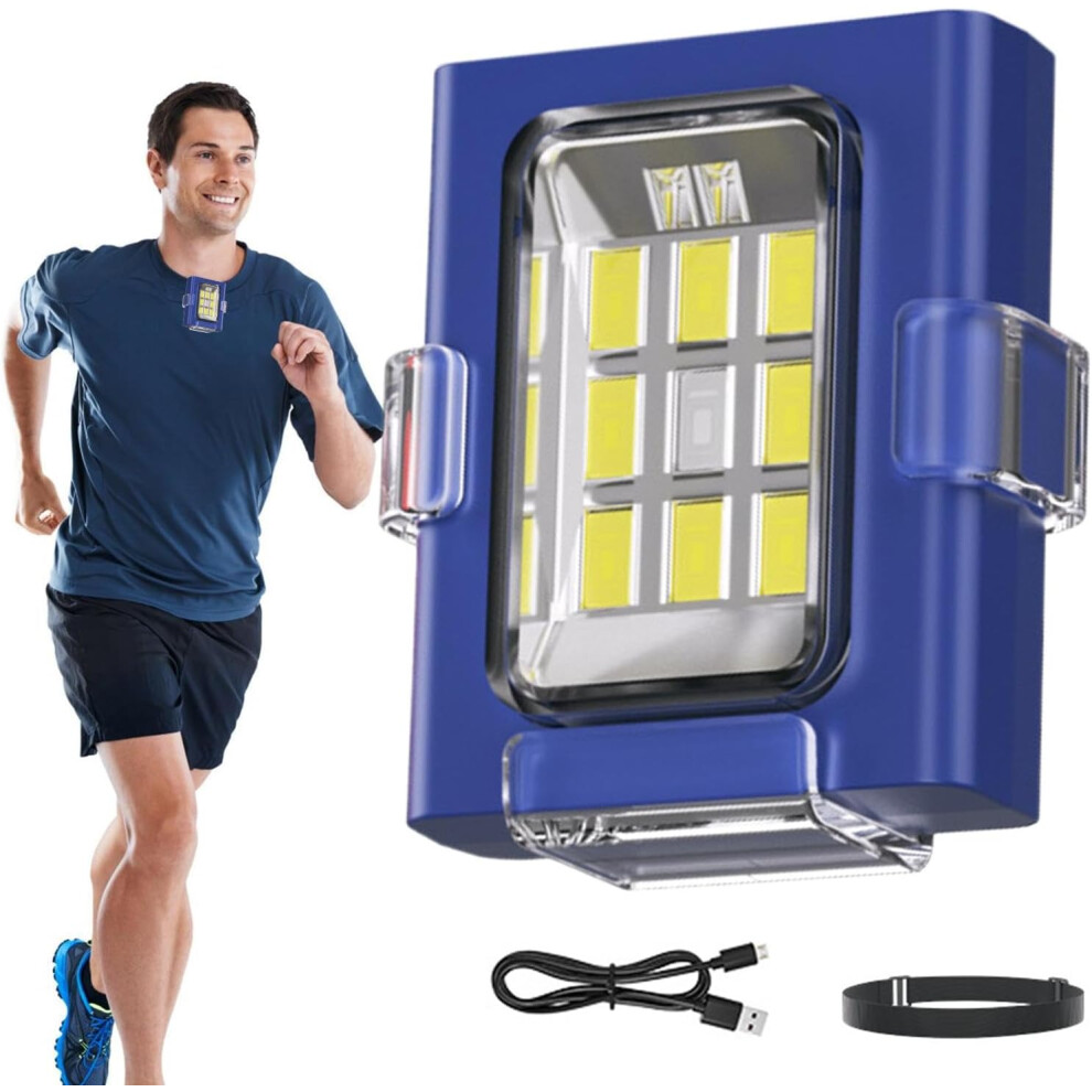 (Blue) LED Camping Headlamps - Outdoor Hat Clip Headlamp | Built-in 300mAh Battery USB Bright Light for Fishing, Camping, Walking, Traveling, Mountain